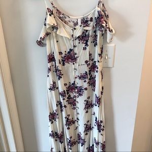 Spaghetti strap, off the shoulder maxi dress